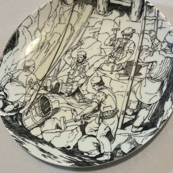 FURSTENBERG decorative Plate 1990 black white coal miner print - Picture 6 of 6